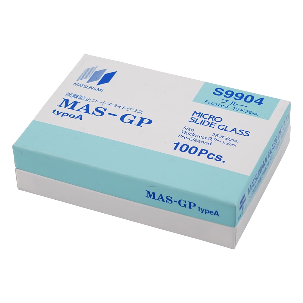 剥離防止コートスライドグラス(MAS-GP typeA) 26×15mm ブルー 100枚入　S9904 1箱(100枚入)