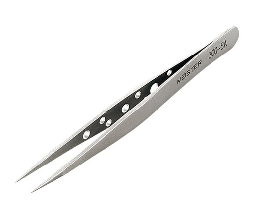 MEISTER Tweezers, Sharp Tip, Acid Resistant Steel, 3CG-SA, 1 Piece