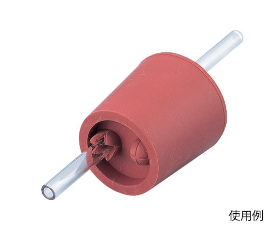 Red rubber stopper with hole, 1 piece, size 15, 1 piece