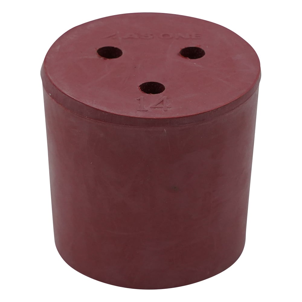 Red rubber stopper with hole, 1 piece, size 14, 1 piece
