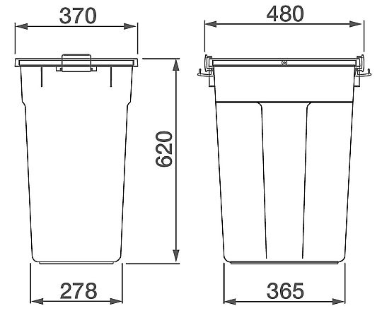 Eco Poly Pail Square Type #60 Body Gray PEK60H Body 1 pc