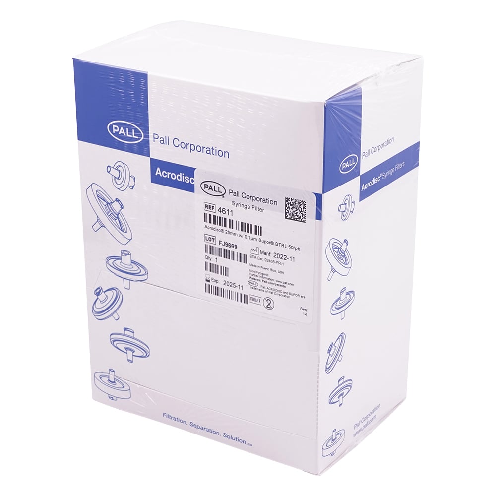 滅菌シリンジフィルター（スーポア（R）アクロディスク） φ25mm/0.1μm 1箱（50個入）　4611 1箱(50個入)