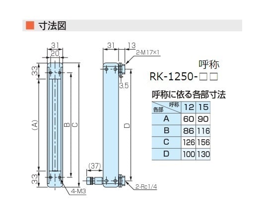 精密ニードルバルブ付フローメータ　RK1250-12A01 1台