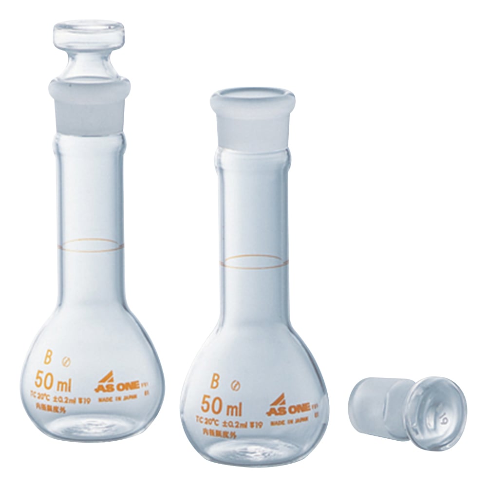 短型メスフラスコ　白　50mL 1個