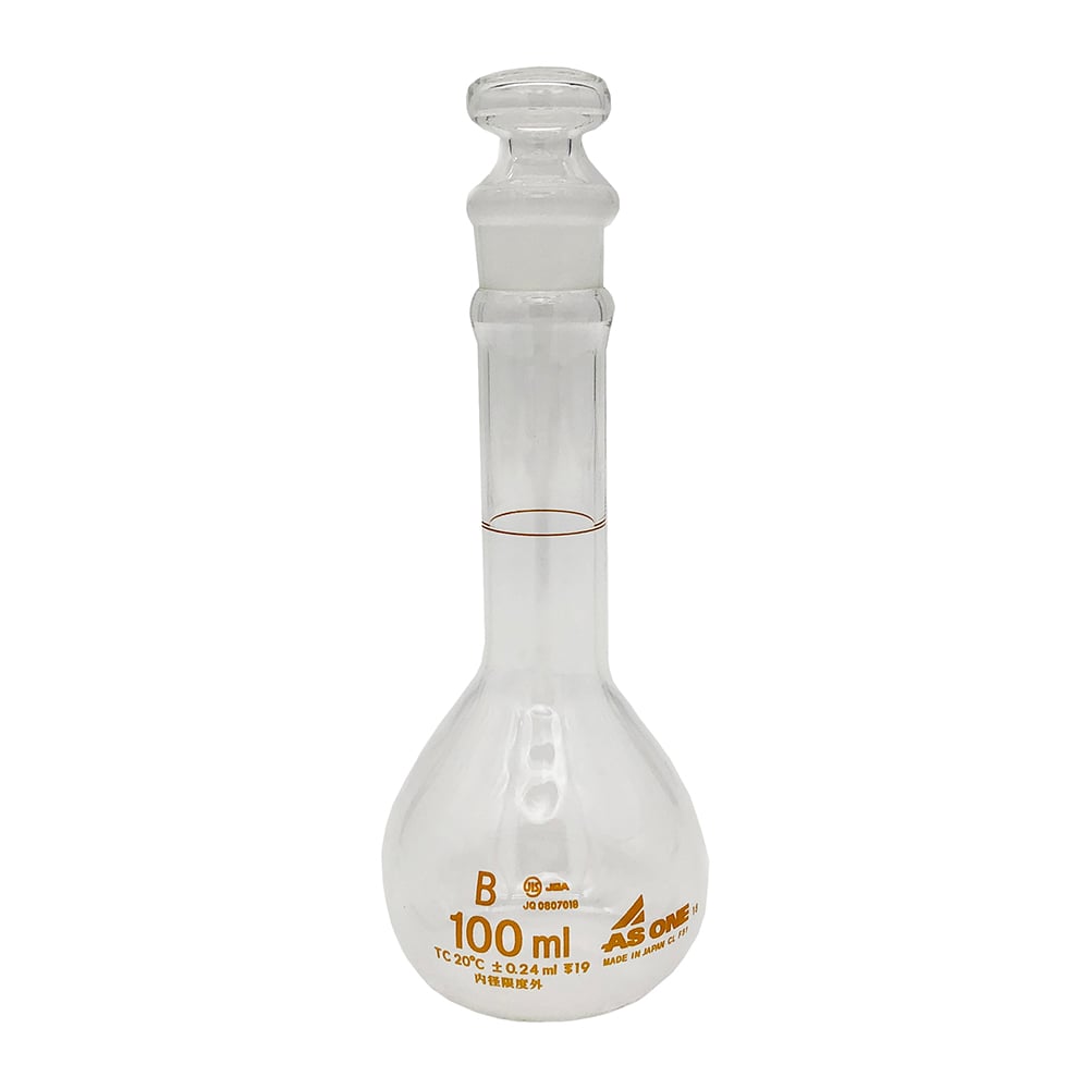 短型メスフラスコ　白　100mL 1個
