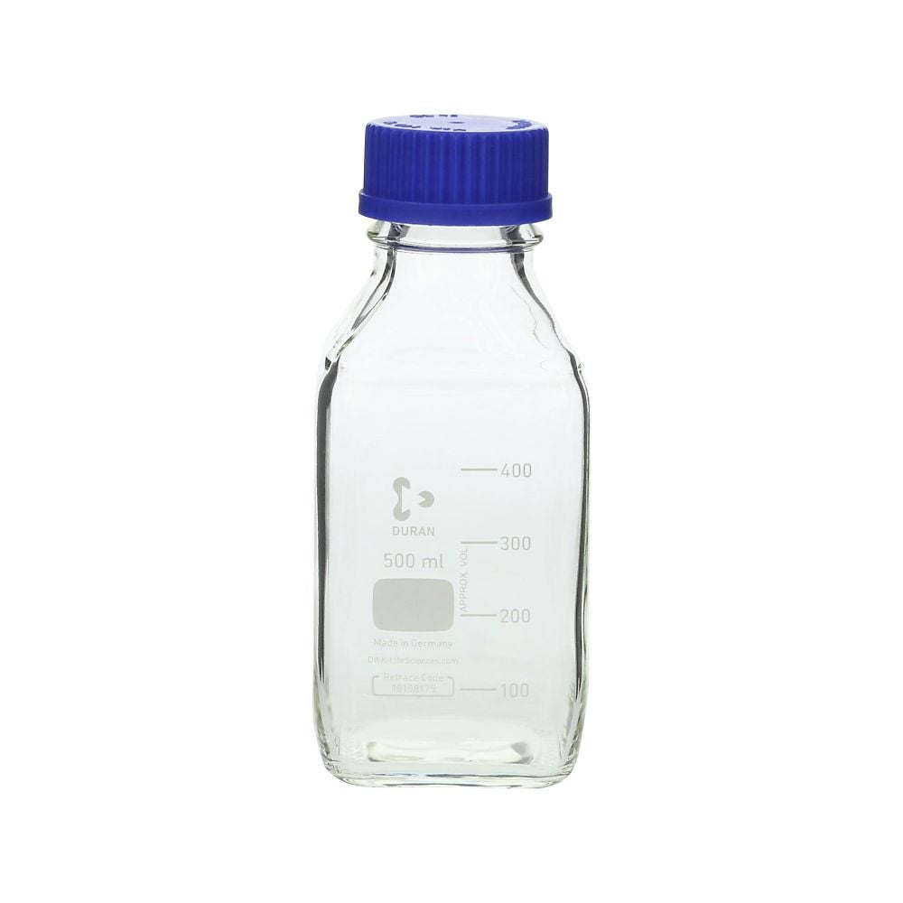 나사구 병각형 듀란(R) 파랑 캡 부착 500mL 017230-500A 1개