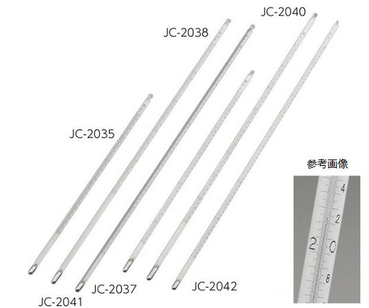 精密棒状水銀温度計(最小目盛：0.1℃)　-20～100℃　450mm　JC-2042 1本