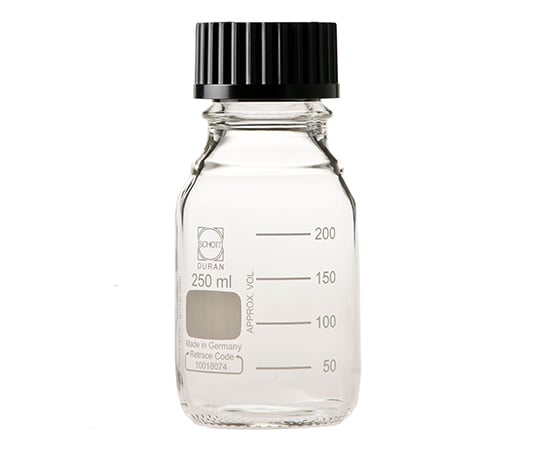 Screw-top round bottle (Duran(R)) with black cap, 250mL, 1 bottle
