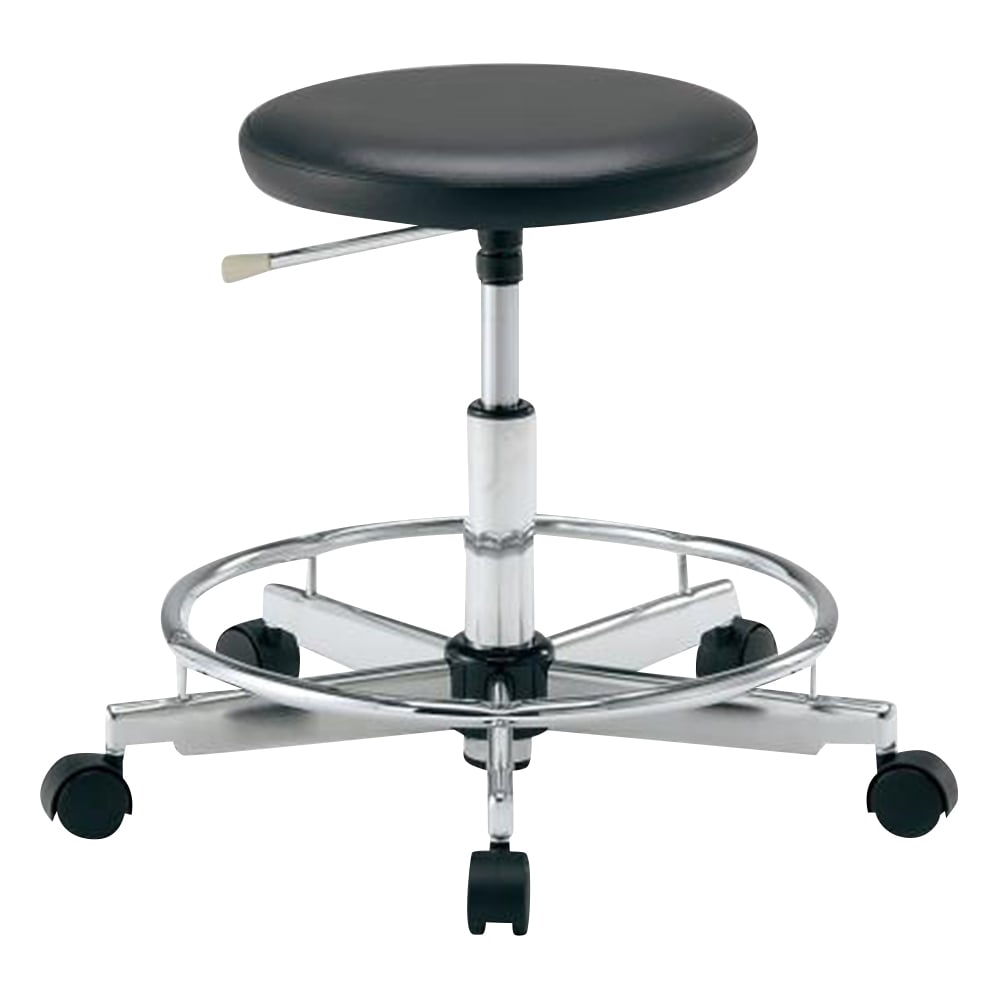 クリーンカラフルラウンドチェア（クラス100対応）　足掛リング有り　ブラック　LRC-BKR 1脚