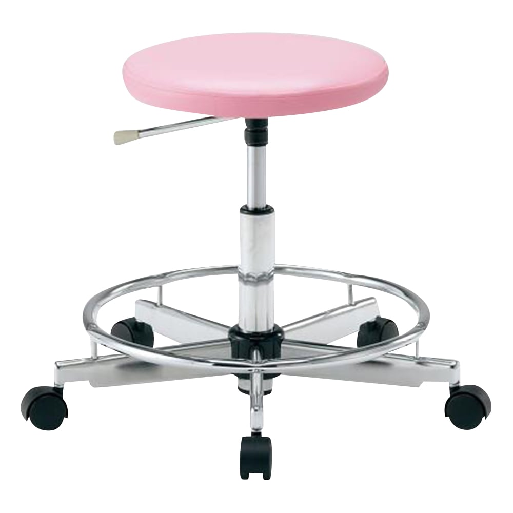 クリーンカラフルラウンドチェア（クラス100対応）　足掛リング有り　ピンク　LRC-PR 1脚