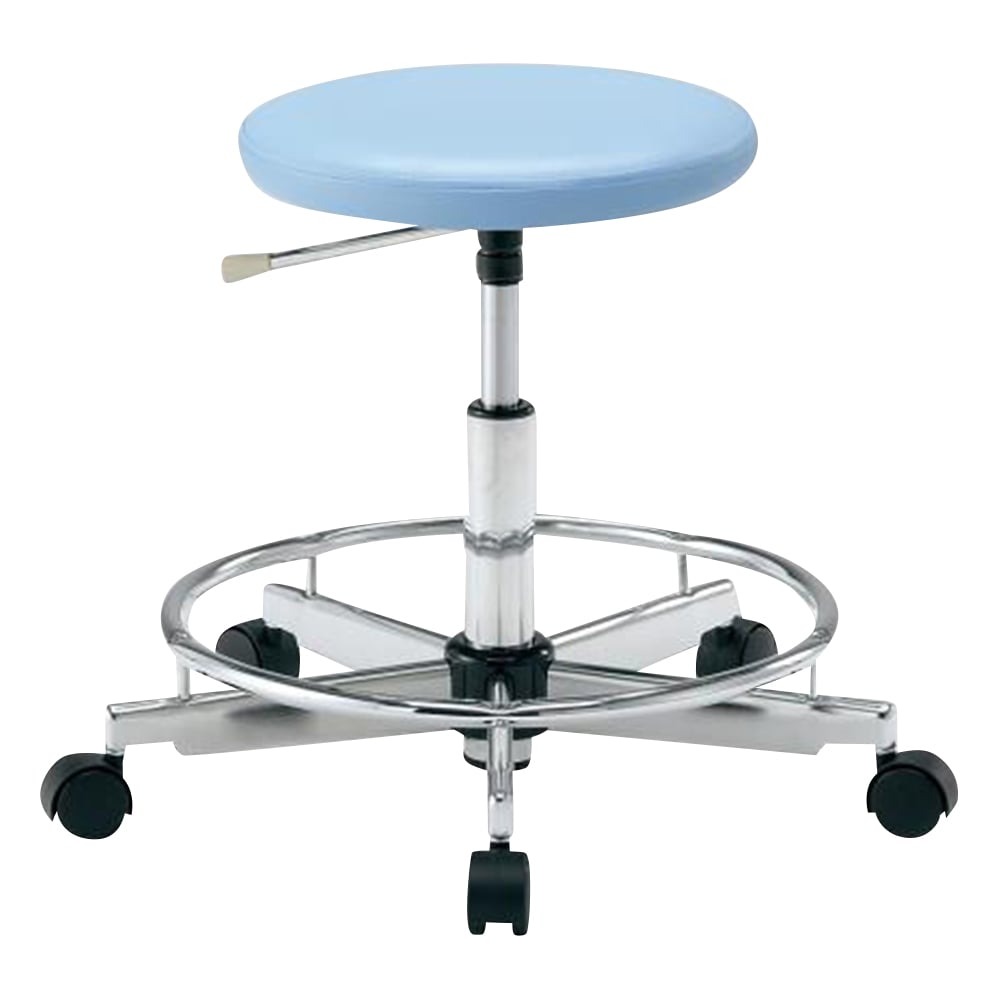 クリーンカラフルラウンドチェア（クラス100対応）　足掛リング有り　ブルー　LRC-BR 1脚