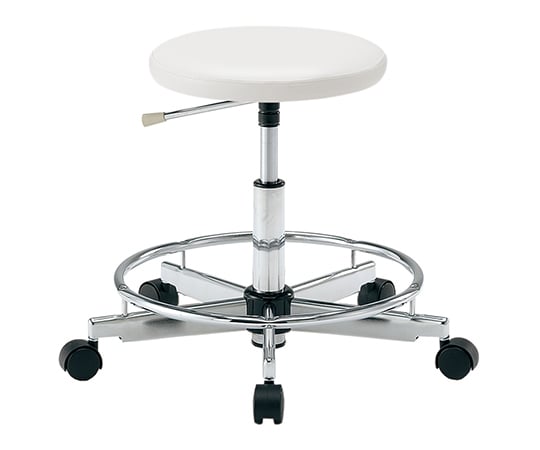 クリーンカラフルラウンドチェア（クラス100対応）　足掛リング有り　ホワイト　LRC-WR 1脚