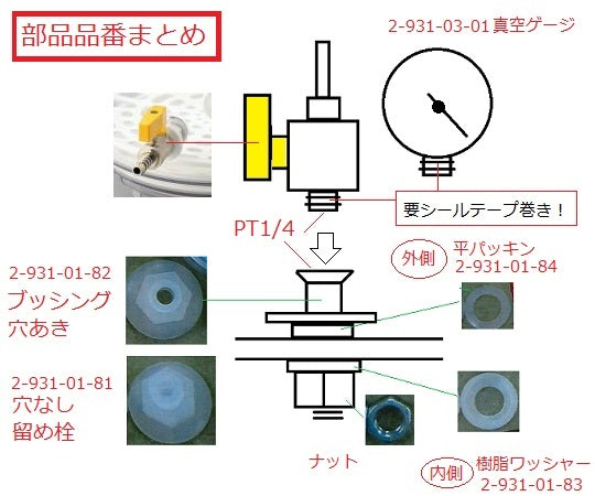 성형 진공 데시케이터용 록 너트(금속·RVD 시리즈) 1개