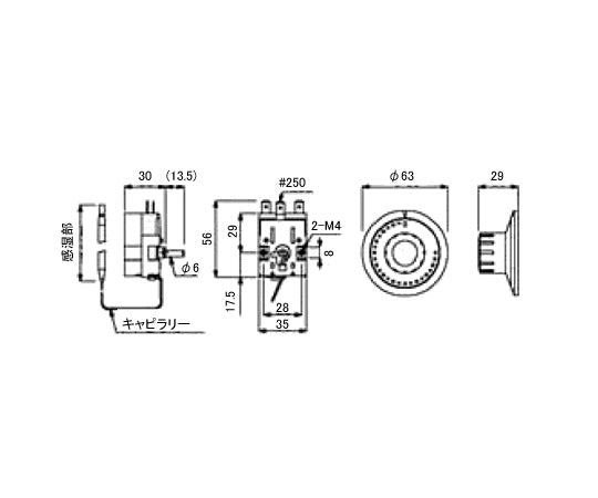 液膨張式サーモスタット　30～110℃　TTE3L 1個