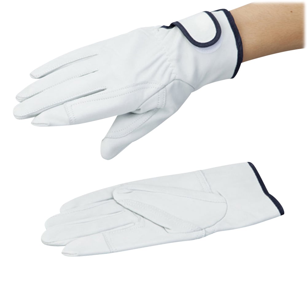 Cowhide leather gloves with velcro fastener on wrist, white, 225mm, M, No.706, 1 pair