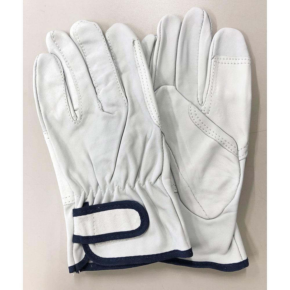 Cowhide leather gloves with velcro fastener on wrist, white, 225mm, M, No.706, 1 pair