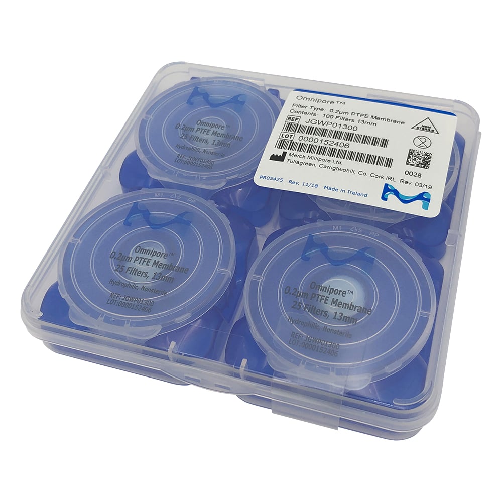オムニポアTM　メンブレン（水系、溶媒系両用）　0.2μm×φ13mm　100枚入　JGWP01300 1箱(100枚入)