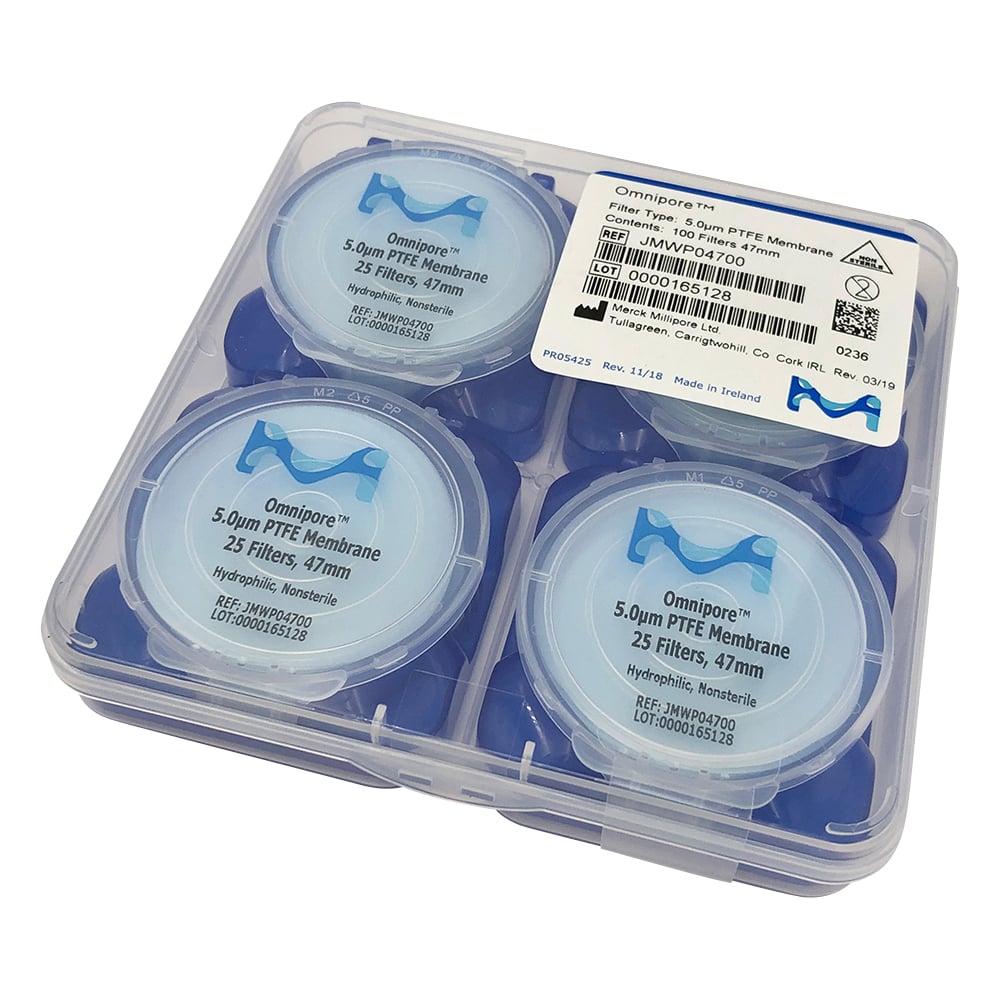 OmniporeTM Membrane (for both aqueous and solvent systems) 5μm x φ47mm 100 sheets JMWP04700 1 box (100 sheets)