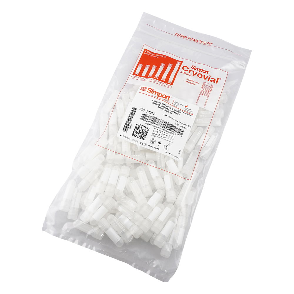 クライオバイアル リップシールタイプ 2mL 外ネジ・丸底 1箱（100個×10袋入）　T309-2 1箱(100個×10袋入)