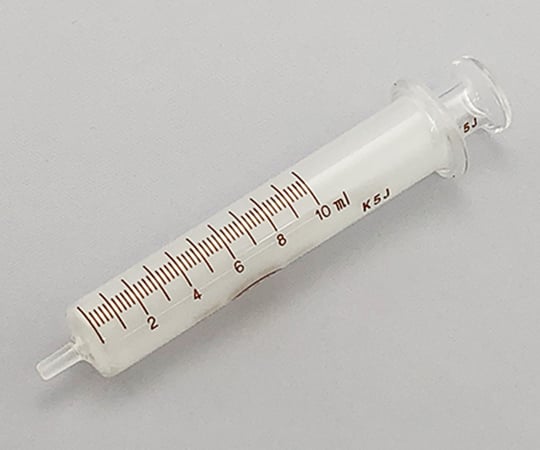 White hard syringe, glass tip, 10mL, medium mouth, 00200524, 1 piece