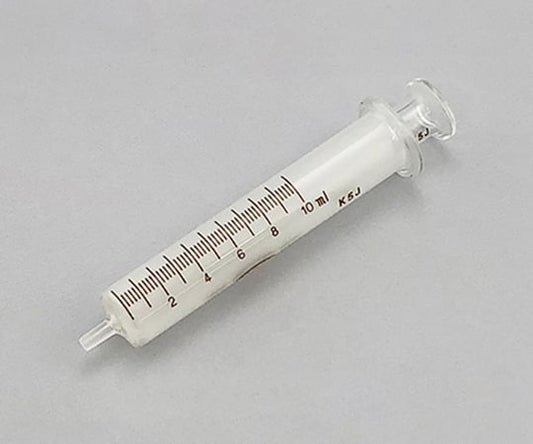 White hard syringe, glass tip, 10mL, medium mouth, 00200524, 1 piece