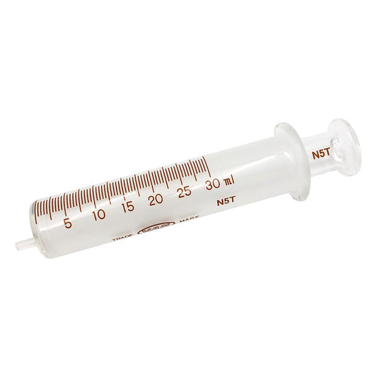 White hard syringe, glass tip, 30mL, 00200714, 1 unit