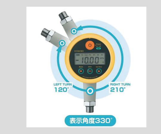 高精度デジタル圧力計　006P（9V）乾電池タイプ　イエロー　KDM30-10MPaG-B-YL 1台