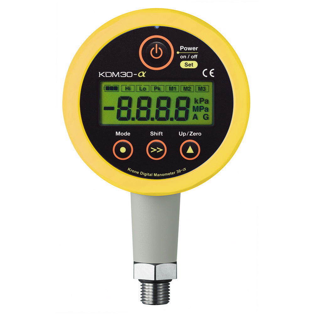 高精度デジタル圧力計 006P（9V）乾電池タイプ イエロー 0～1.000MPaG　KDM30α-1MPaG-B-YL 1個