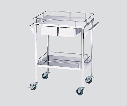 ステンレスグリーンカート(静音タイプ) 2段 引出付(2個) 720×450×835mm　SS-2HS 1台