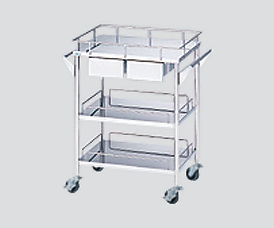 ステンレスグリーンカート(静音タイプ) 3段 引出付(2個) 720×450×835mm　SS-3HS 1台