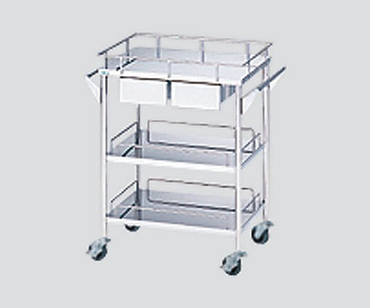 ステンレスグリーンカート(静音タイプ) 3段 引出付(2個) 720×450×835mm　SS-3HS 1台