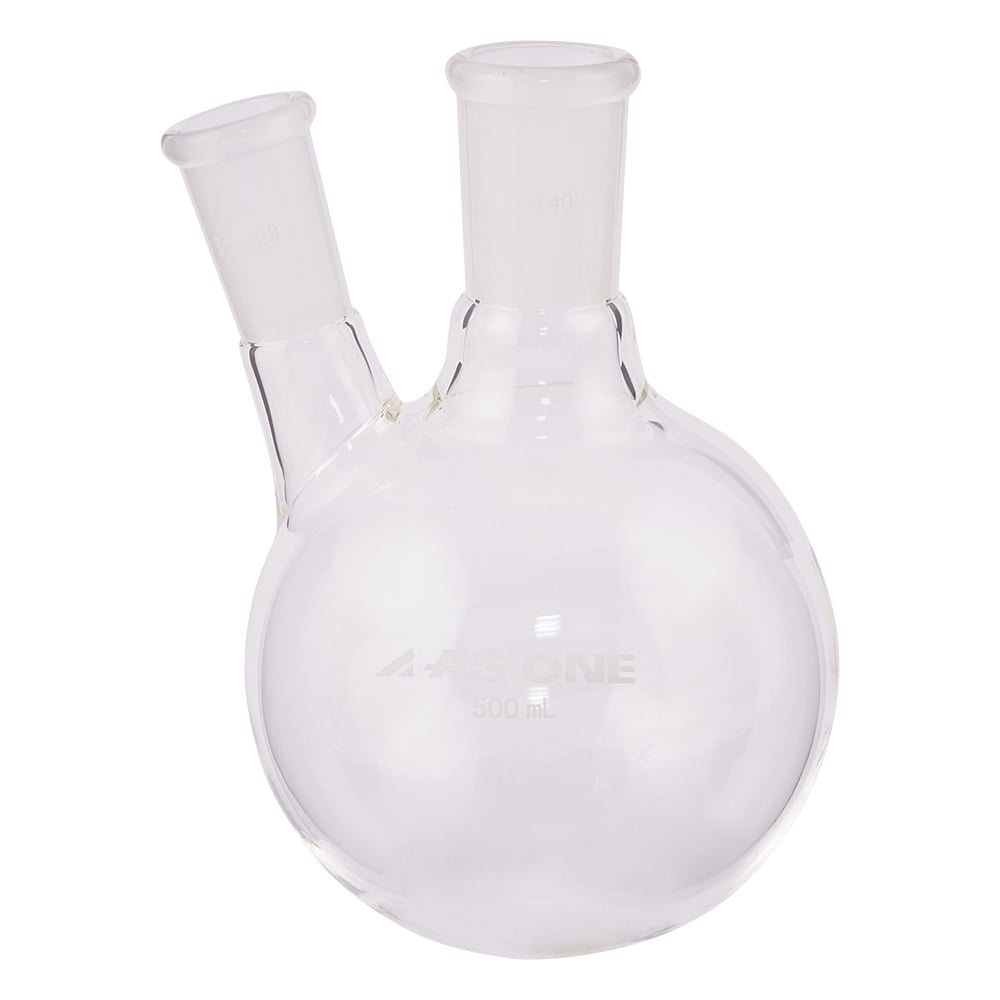 二つ口フラスコ　500mL　側管摺合　19/38　FG2-052440-2 1個