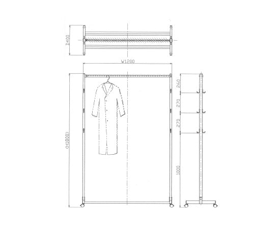 斜め掛けハンガーラック（フック付）　ALR-12-F 1個