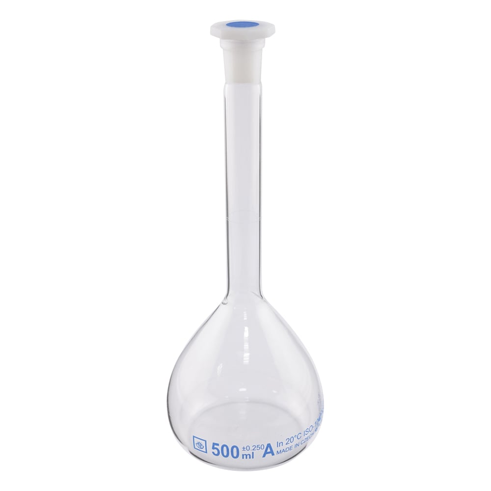 メスフラスコ樹脂栓付き 500mL 1個
