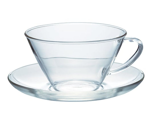 HARIO Heat-Resistant Cup &amp; Saucer Wide CSW-1T 1 ​​set