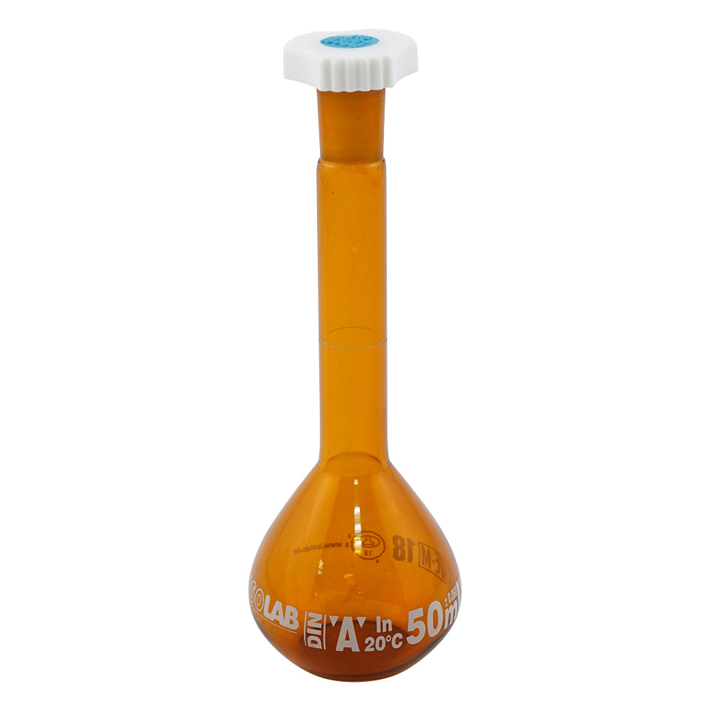 樹脂栓付きメスフラスコ（茶）　50mL　AMS-50　014.01.050 1個