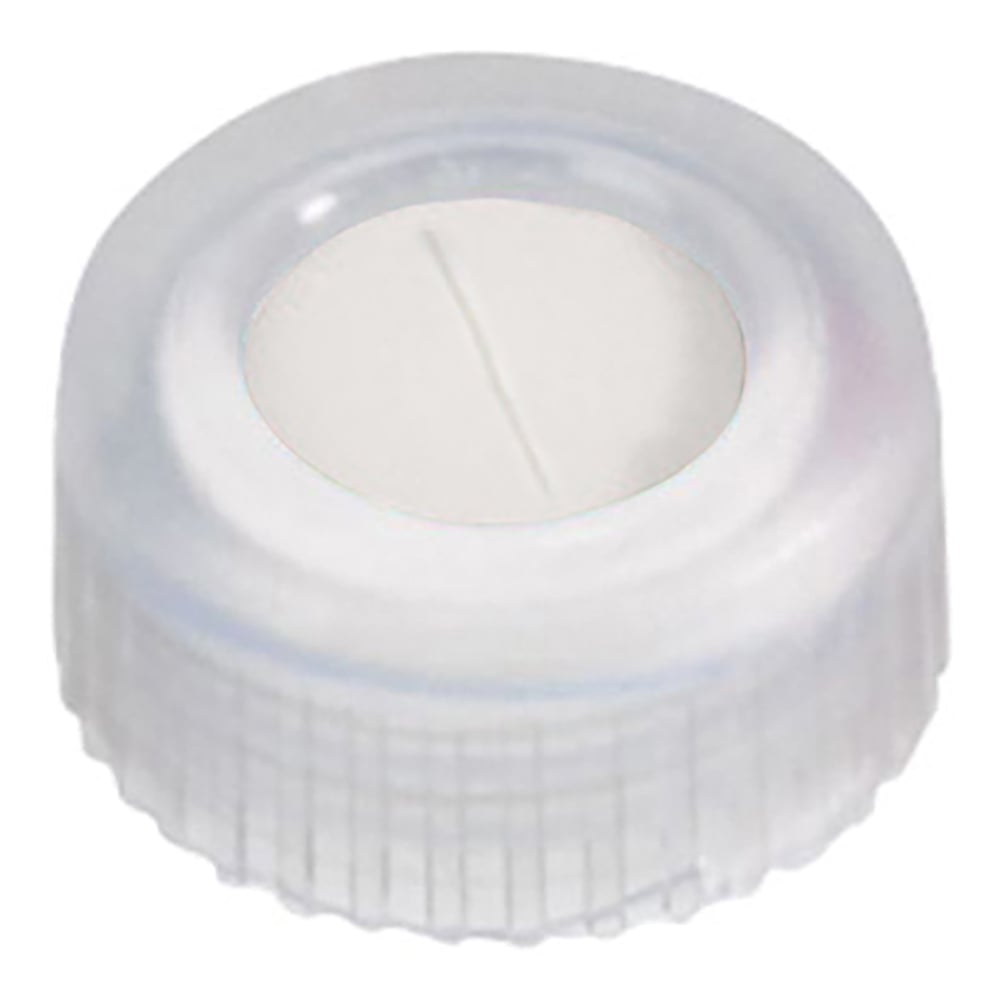 オートサンプラー用バイアルキャップ（キャップ規格9-425用）　透明スクリューキャップ+スリットセプタム（PTFE/シリコン）　100個入　7200809 1袋(100個入)