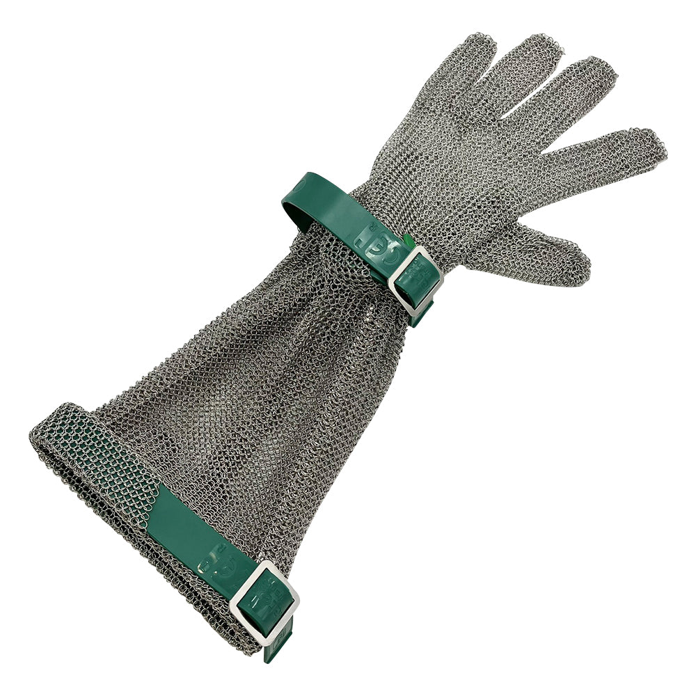 ステンレスメッシュ手袋（ロングカフ）　緑ベルト　XS　0GCM.131.12.000. 1枚