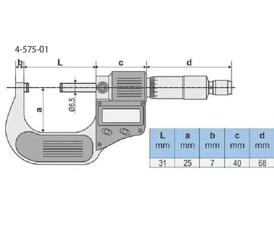 デジタルマイクロメーター（測定範囲0～25mm）　DM025 1個