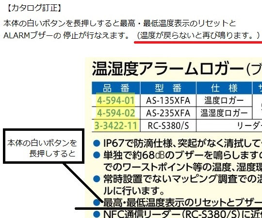 温湿度アラームロガー（ブザー付）　AS-235XFA 1個