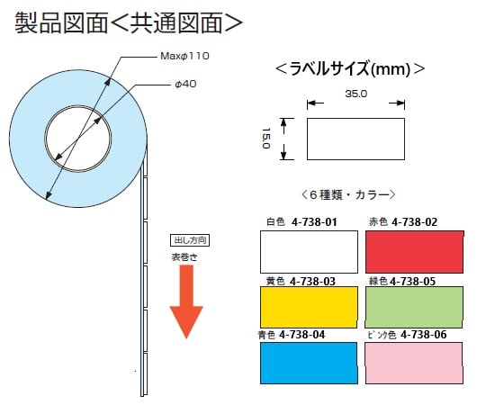 耐熱カラフルラベル　イエロー　500枚入　ZS-Y 1巻(500枚入)