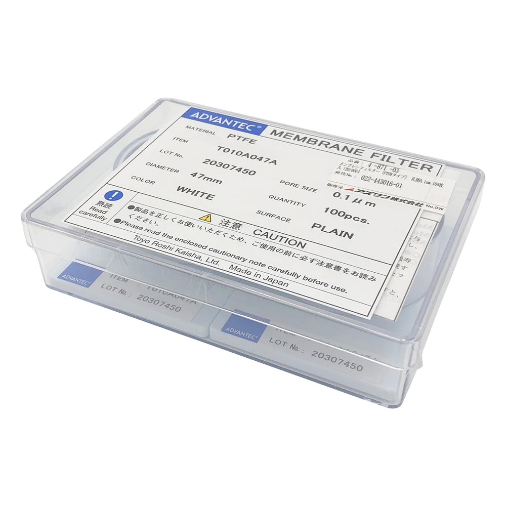 멤브레인 필터(PTFE 타입) 구멍 직경 0.1μm 100장입 12010004 1상자(100장입)