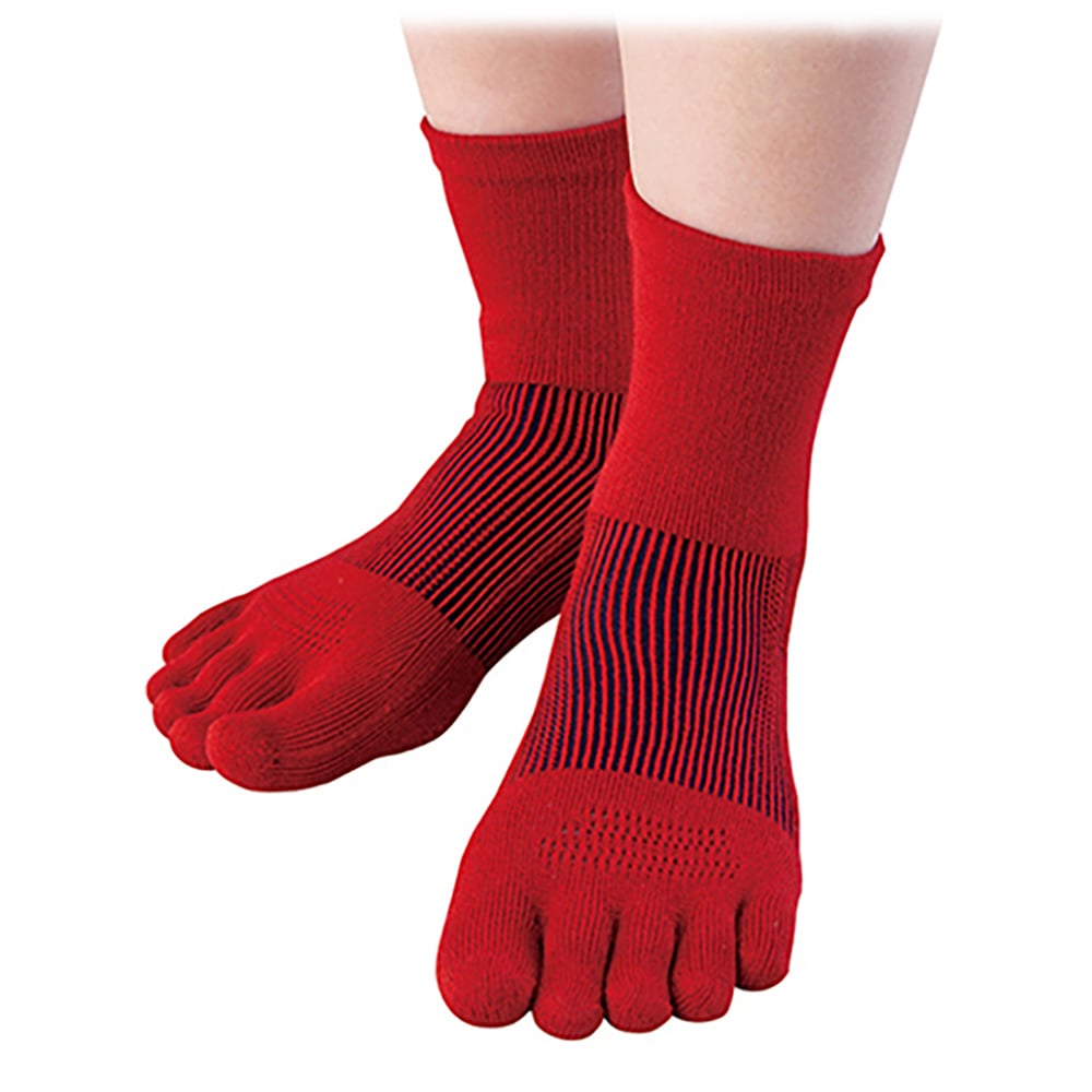 3D 에어 메쉬 양말 (5 손가락 양말) 중간 길이 빨간색 AM-13 1 발