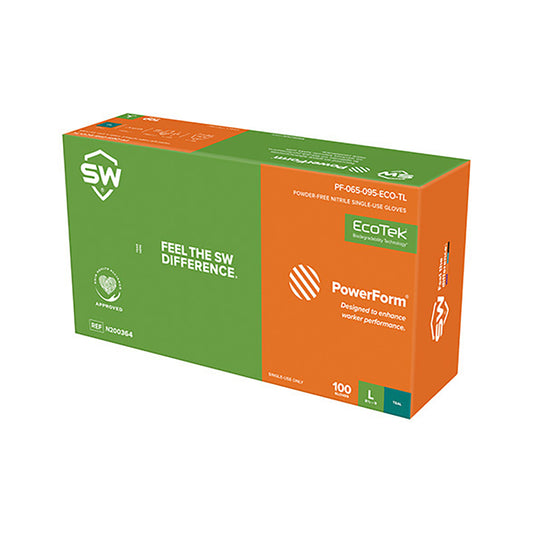 環境にやさしい緑のニトリル手袋　POWERFORM　S6　L　100枚入　N200364 1箱(100枚入)