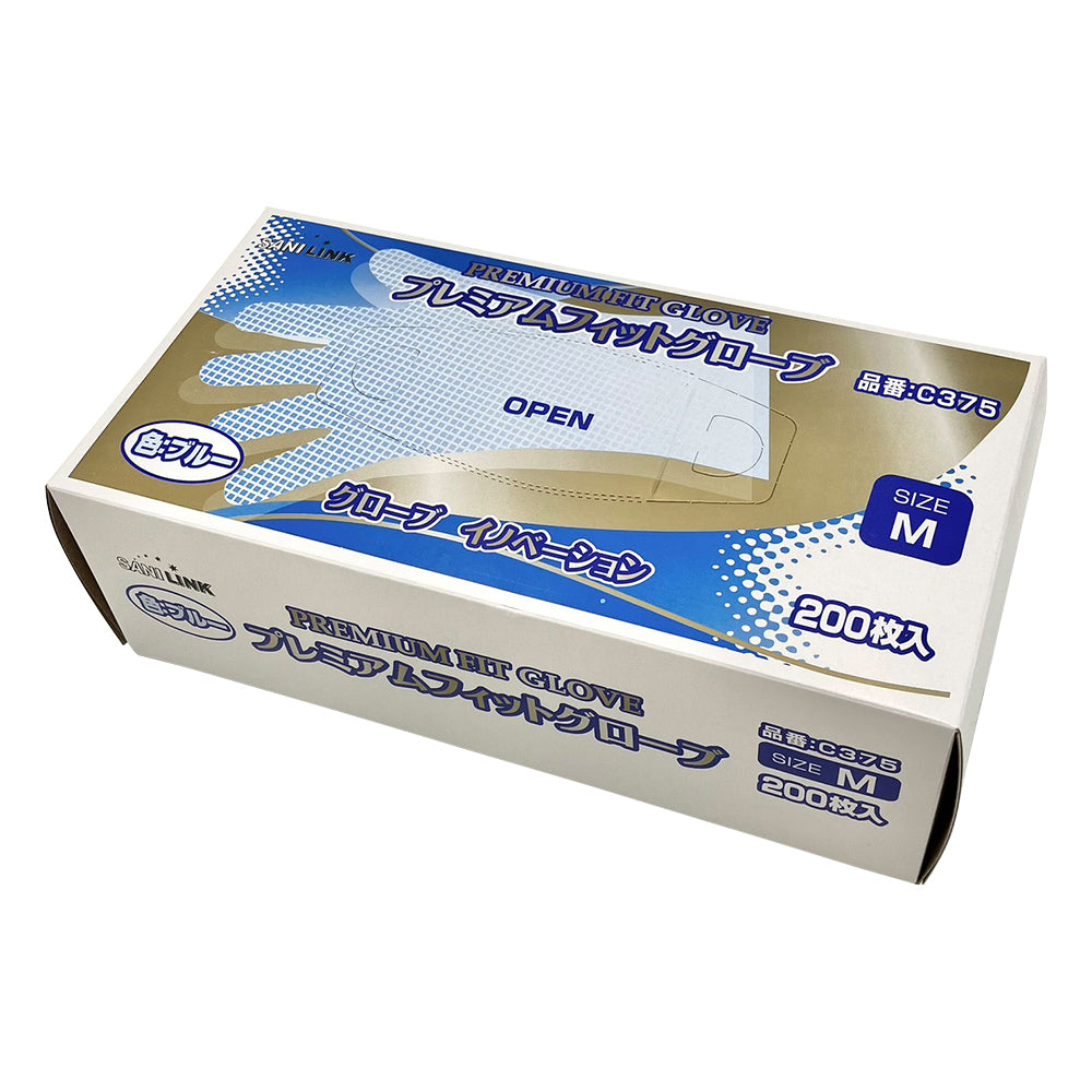 Premium Fit Gloves Blue M 200 pieces C375 1 box (200 pieces)