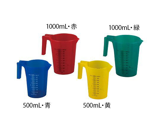 カラフル手付ビーカー（積み重ねタイプ）　1000mL　赤　12個入　482944 1箱(12個入)