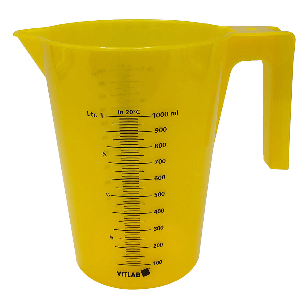カラフル手付ビーカー（積み重ねタイプ）　1000mL　黄　12個入　482943 1箱(12個入)