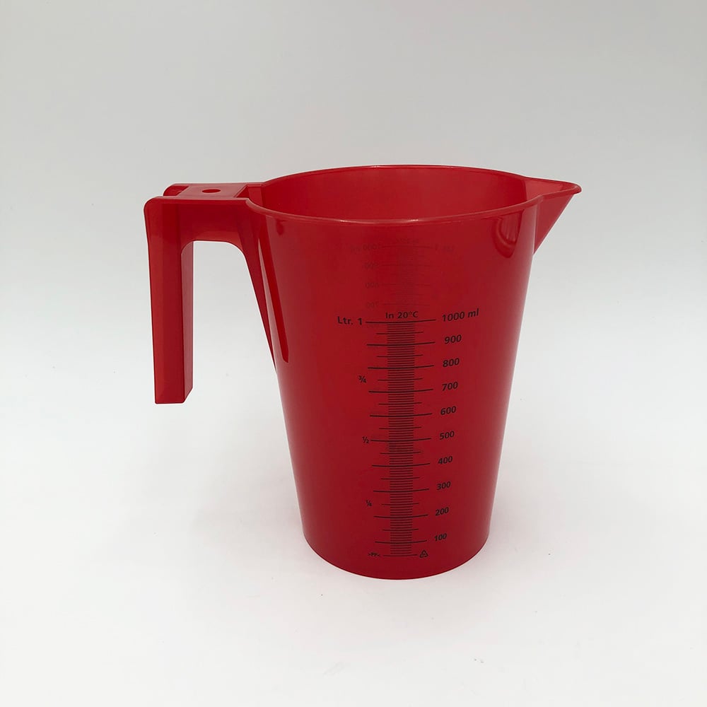 カラフル手付ビーカー（積み重ねタイプ）　1000mL　赤　12個入　482944 1箱(12個入)