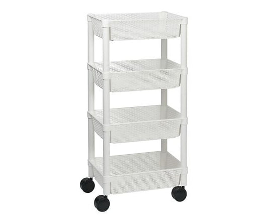 プラスチックカゴワゴン　4段　DB04-WH 1台