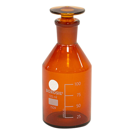 Brown reagent bottle with stopper (with graduations) 125mL 1509017 1 bottle